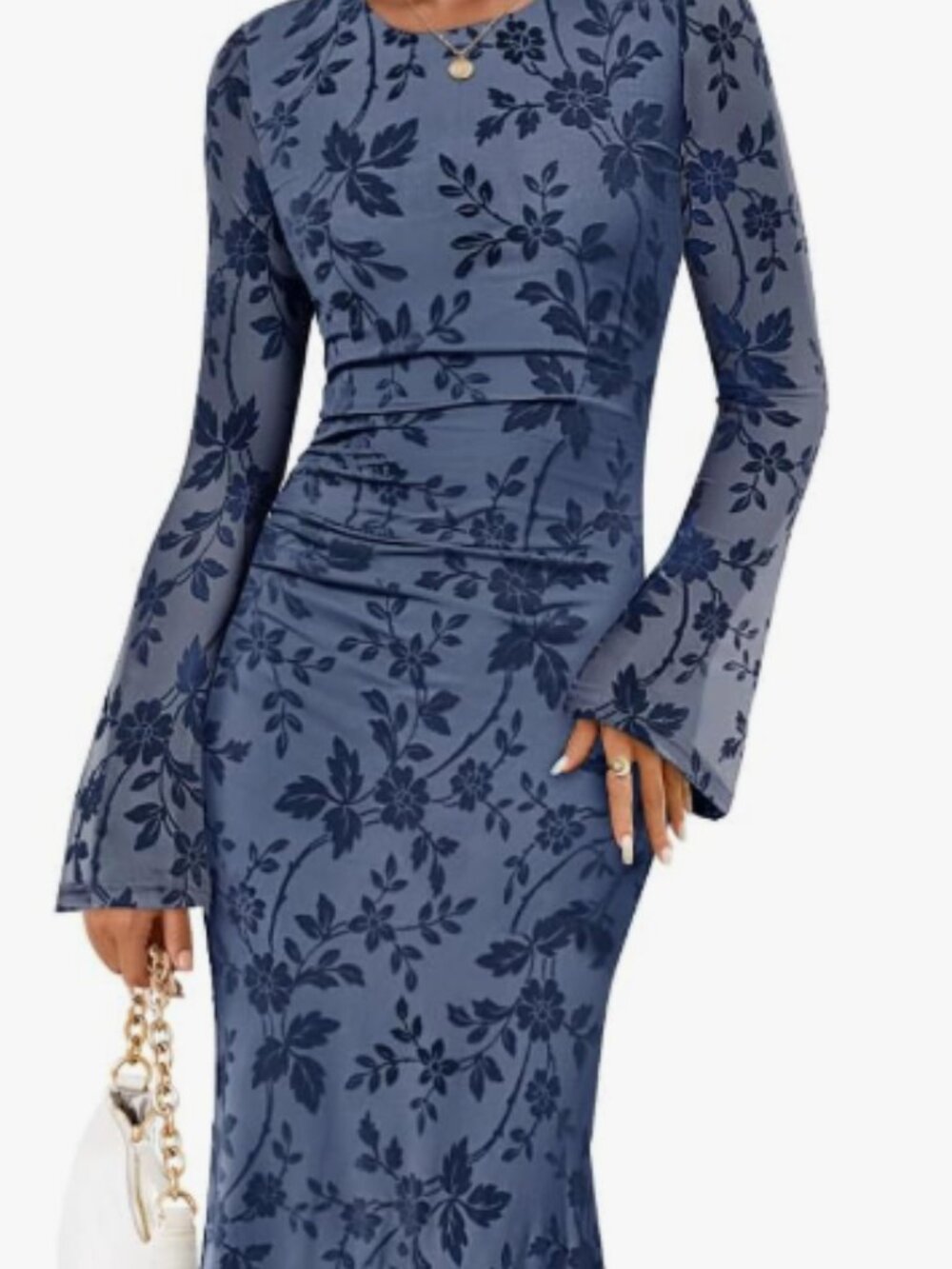 Long Sleeve Bodycon Floral Maxi Dress